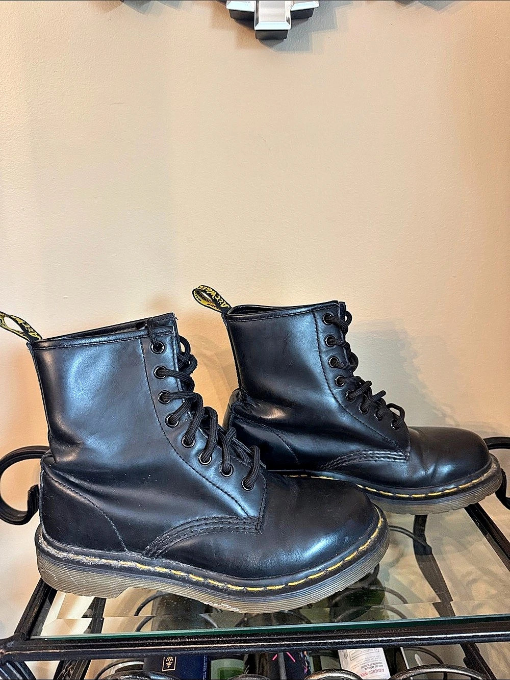 Dr. Martens 1460 Smooth Leather Lace Up Boots Smooth Leather Combat Boots Black